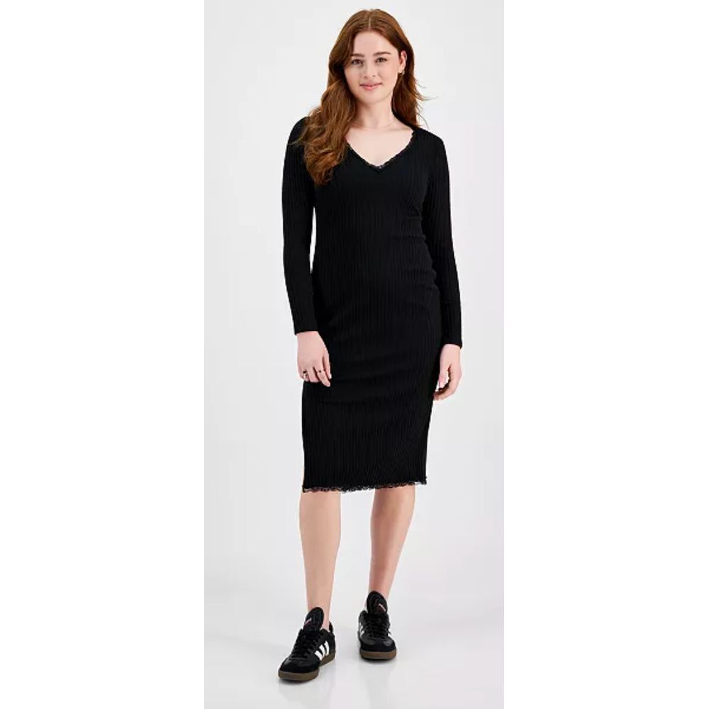 Planet Heart‎ Juniors' Rib-Knit Long Sleeve Midi Dress